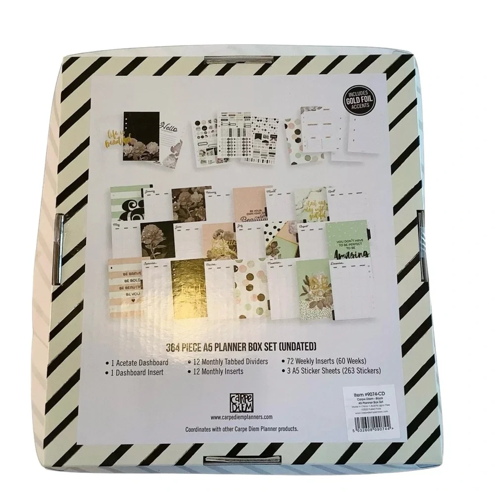 Simple Stories Carpe Diem A5 Planner Boxed Set w/Inserts 364 PCS BLACK - Picture 5 of 6
